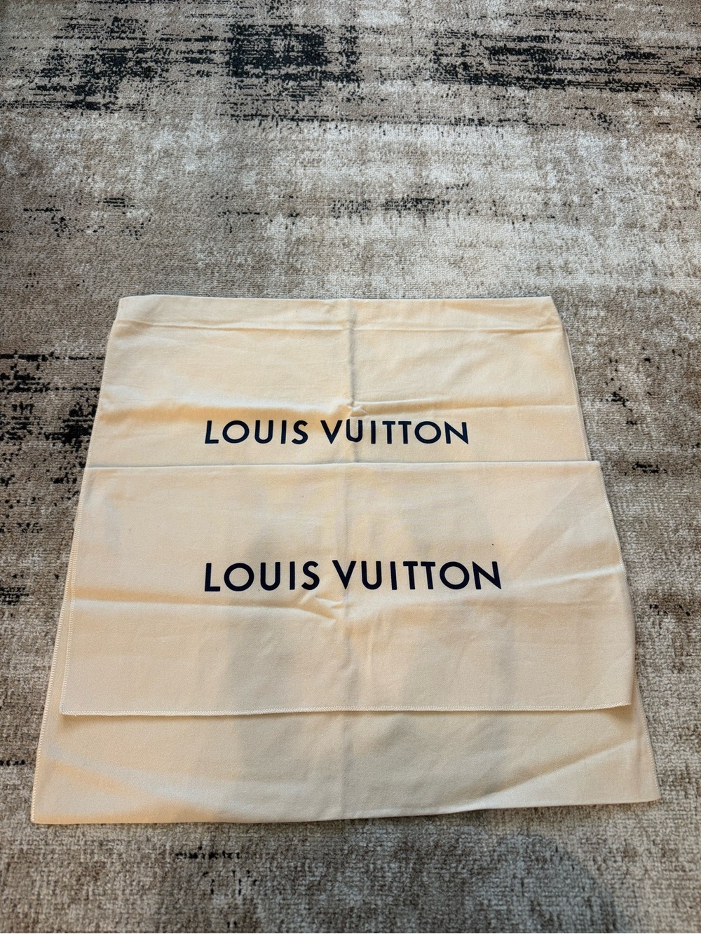 Louis Vuitton Beige and Black Logo Dust Bag Pair